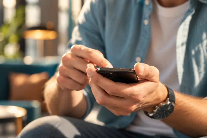 Gast nutzt die Gäste-App auf dem Smartphone